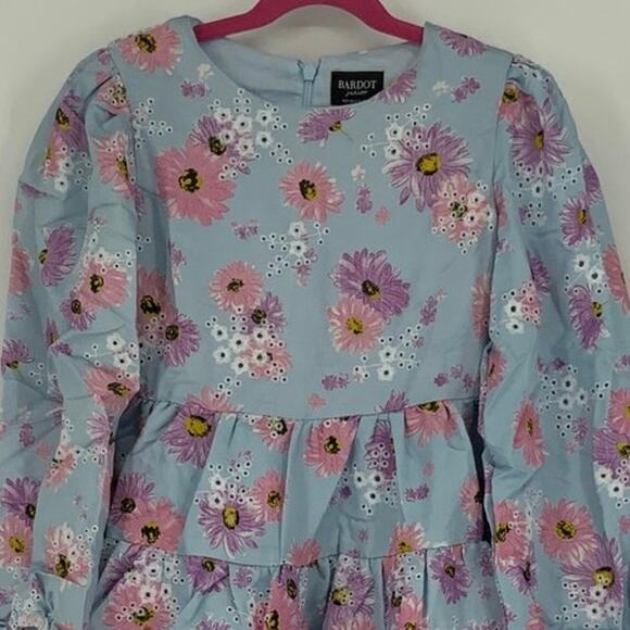 Bardot Junior Size 8 Blue Ella Broderie Dress Floral Embroidered Tiered I28-1 - Picture 5 of 10